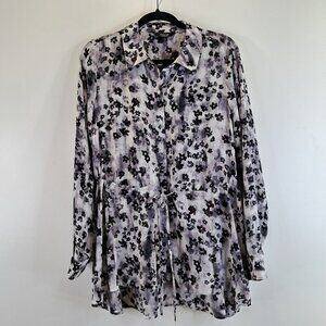 Simply Vera Vera Wang Floral Button Down Long Sleeves Tunic Shirt Size L